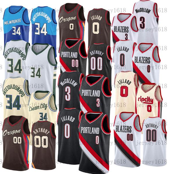 

2021 giannis 34 antetokounmpo jersey new damian 0 lillard carmelo 00 anthony jersey mens retro mesh antetokounmpo basketball jerseys, Black;red