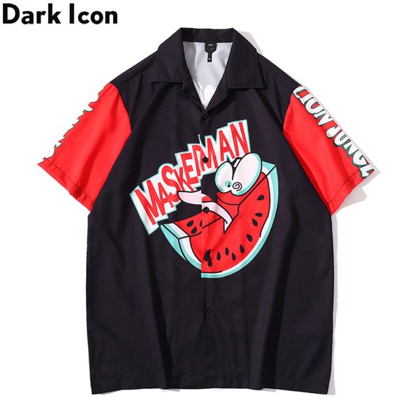 

dark icon cartoon polo shirt men summer street men's shirt holiday beach hawaiian shirt c1212, White;black