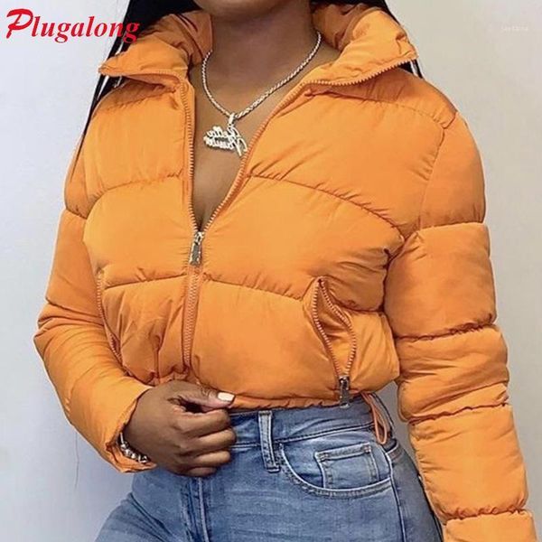 

plugalong baggy parka jacket women short winter jackets long sleeve plus size  warm casual thick parkas zipper up turtleneck1, Black
