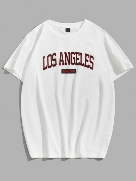 

men letter graphic round neck tee a5u1#, White;black