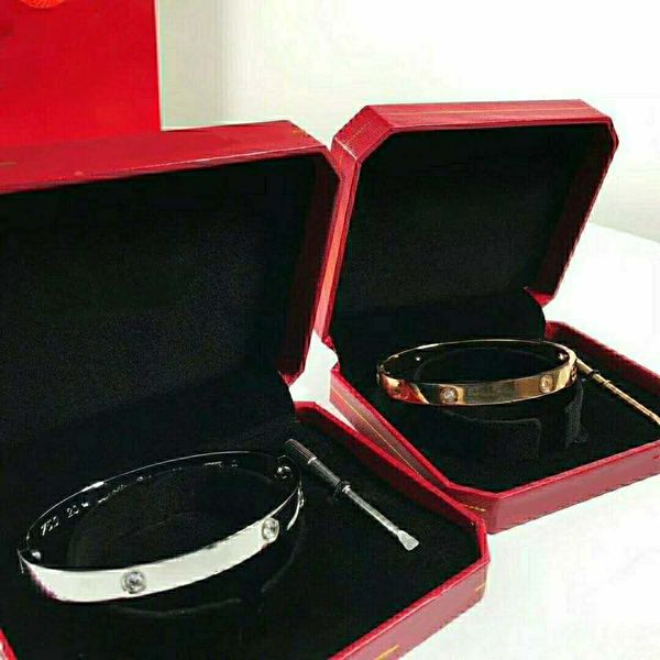 

classic new designer jewelr bracelets 316l stainless steel bangle women men jewelry christmas gifts with original bag, White