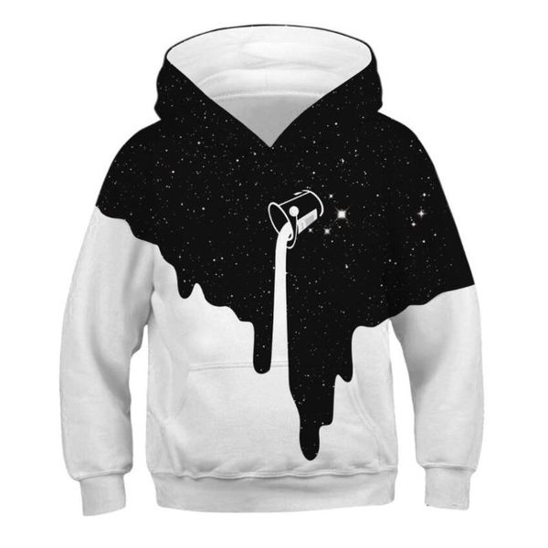

hoodies & sweatshirts 3d print splashing milky way starry sky boys teens autumn hooded sweatshirt kids clothes long sleeve pullover, Black