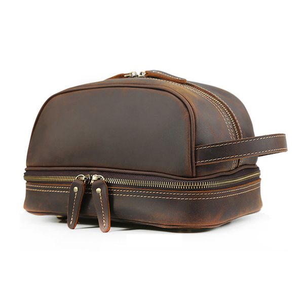 

maheu thick washing men's leather storage genuine personal hygiene kits cowskin bag make up the clutch of