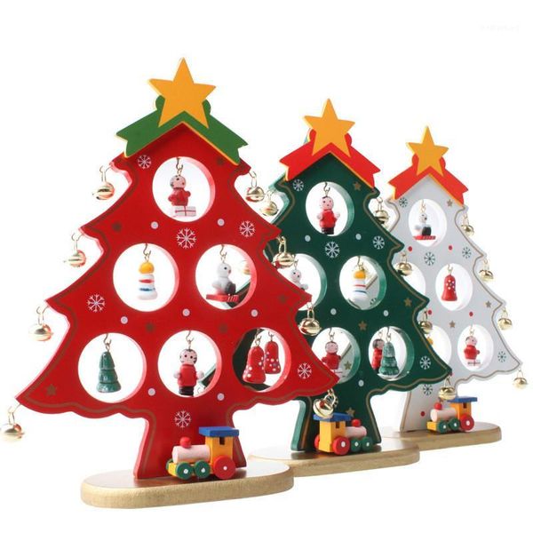 Decorazioni natalizie 2021 Mini alberi in legno decorazioni ornamenti festival festa di Natale tavolo da scrivania decorazioni per bambini regali1