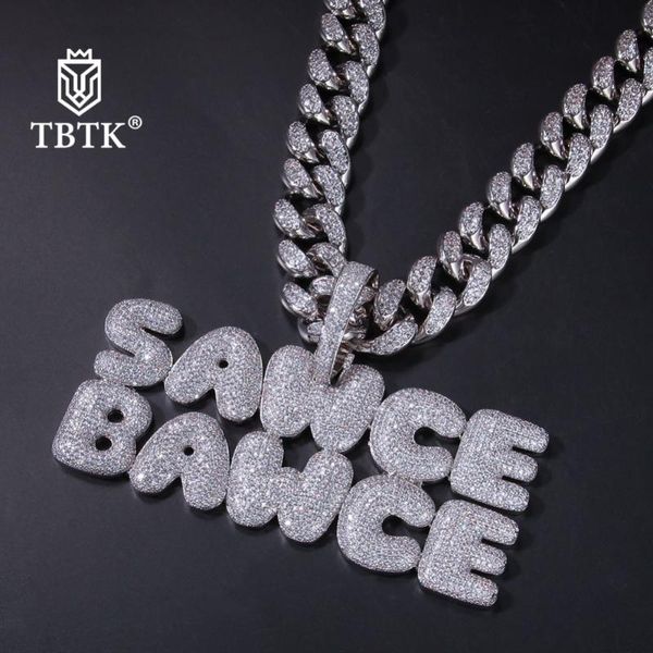 

pendant necklaces tbtk factory custom initial letter name gold/rose gold beautiful luxury jewelry with 20mm cuban link chain unisex, Silver