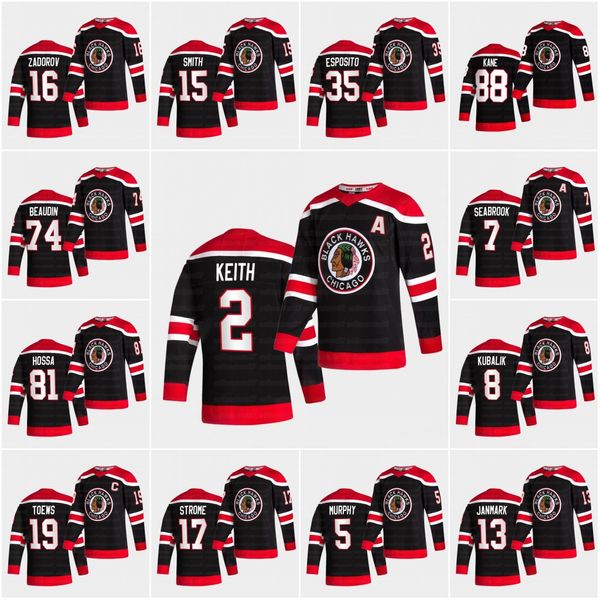 

dach jonathan chicago blackhawks 2021 reverse retro jersey jonathan tuss gustafson thaad deblin cat seabrook maatta gustafson kubalikjerseys, Black