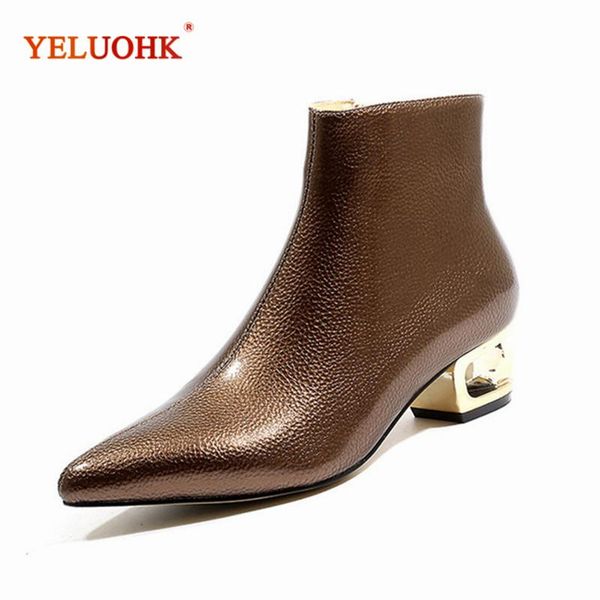 

boots 34-40 women autumn high ankle for 4 cm heel, Black