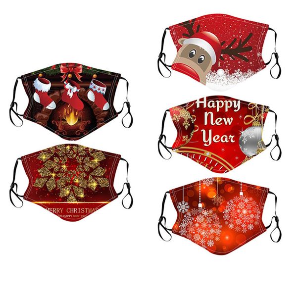 

fashion face 2020 dust-proof breathable santa christmas claus elk printing cotton mask adjustable reusabl