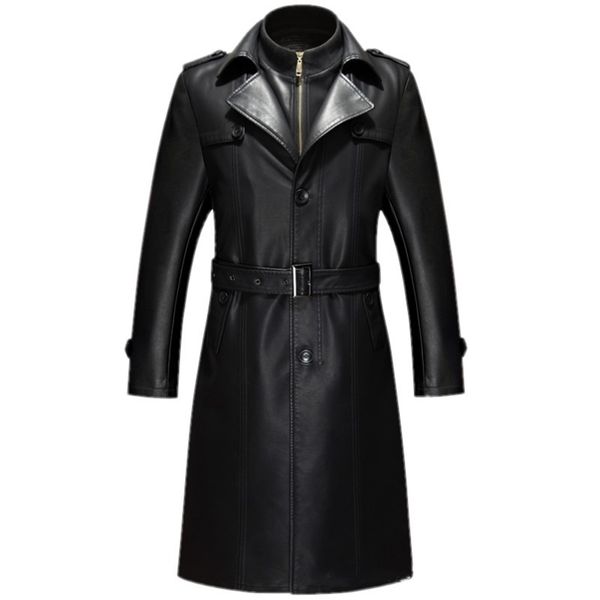 Vera Pelle di Pecora Mens Giacca di Pelle Cappotti Giacca A Vento Plus Size Europeo Russia Maschile Vera Pelle Trench Coat LJ201029