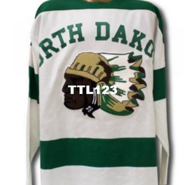 

men white full embroidery #14 north dakota trew gv jersey - game worn vintage away hockey jersey or custom any name or number retro jersey, Black