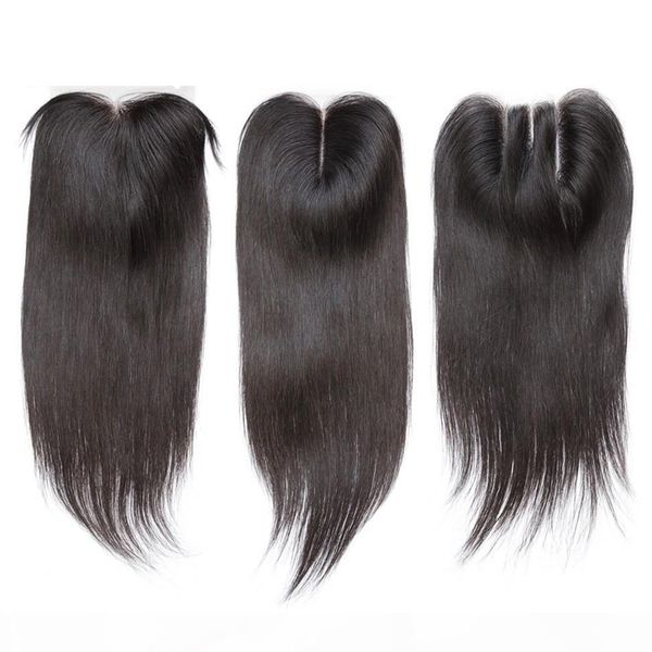 

peruvian virgin hair straight 4*4 lace closure middle part natural color can be dyed lace closure, Black;brown