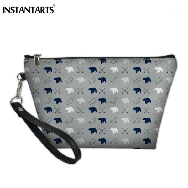 

cosmetic bags & cases instantarts cute bear puzzle prints women make up handbags leather travel toiletries organizer case potable bag1