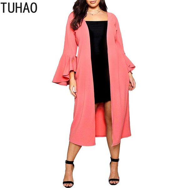 

spring trench coat for women ruffles sleeve plus size 5xl 4xl 3xl long overcoat casual outwear windbreaker jlsm, Tan;black