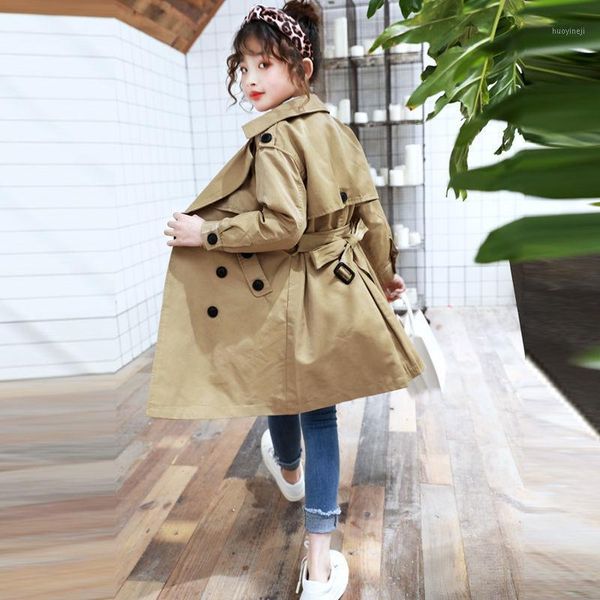 

coat girls jacket children winter coats double breast windbreaker kids korea style warm long sleeve outwear overcoat 3-8 years1, Blue;gray