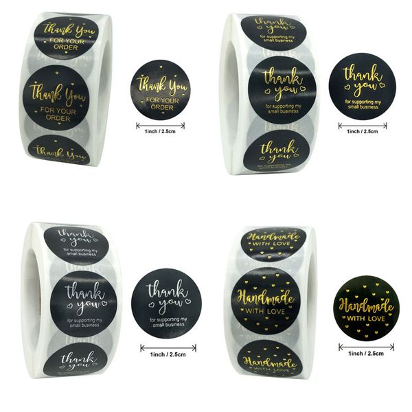 

500pcs 2.5cm diy handmade with love label wedding stickers adhesive kraft round labels thank you sticker
