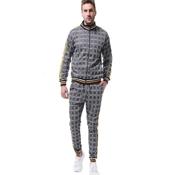 

autumn muscle brothers new and men's spring casual sportswear set long sleeve zipper shirt fitness clothes, Black