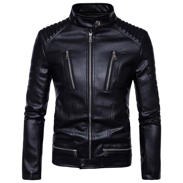 

new men leather jackets pu motorcycles british businessmen casual fashion tactical jacket coat men 5xl, Black;brown