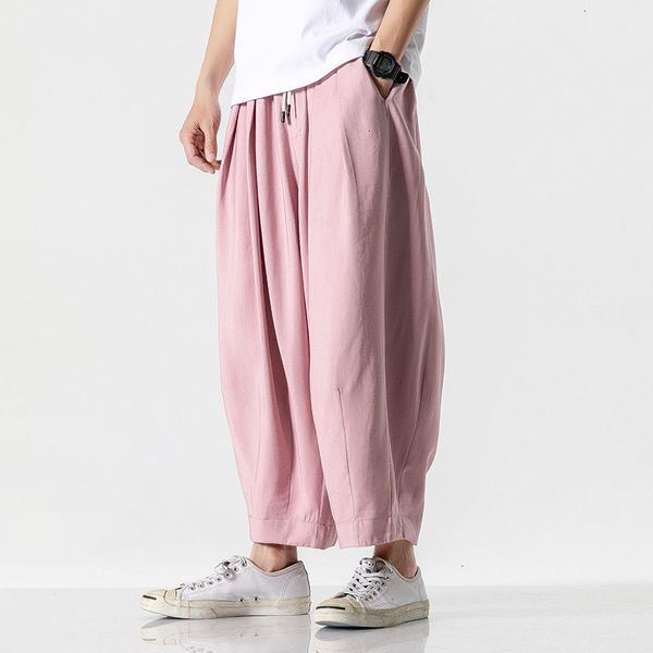 

2021 men's autumn winter new straight women fashion wide leg pants casual loose chinese streetwear male trousers 98i7, Black