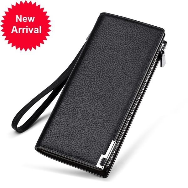 

long portfolios for rfid leather blockade bifold wallet with luxury mark zipper men clutches credit cards, Red;black