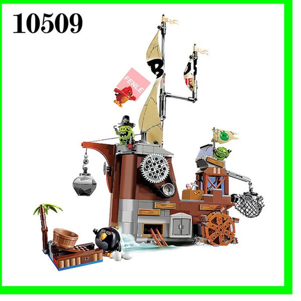 No.10509 637pcs pássaros piggy pirata navio meninos e meninas construindo tijolos blocos conjuntos de educação brinquedos para crianças compatíveis 75825 lj200928