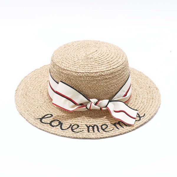 

woven lafite straw hand hat children's fashion korean versatile student's little fresh sun hat british harajuku fashion, Blue;gray