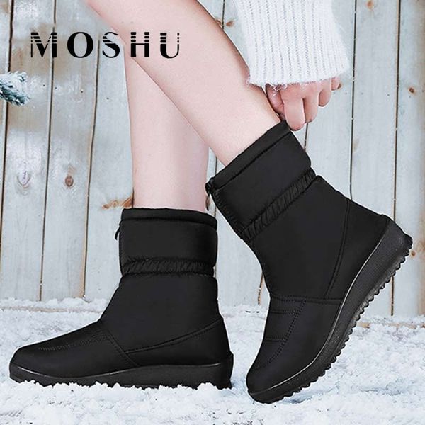 

waterproof winter snow ankle boots for women warm fur insole platform shoes ladies botines black botas mujer invierno y200115