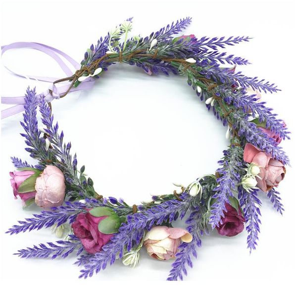 

purple flower series crown festival headband women hair accessories headdress floral garlands wedding party floral jllgwn