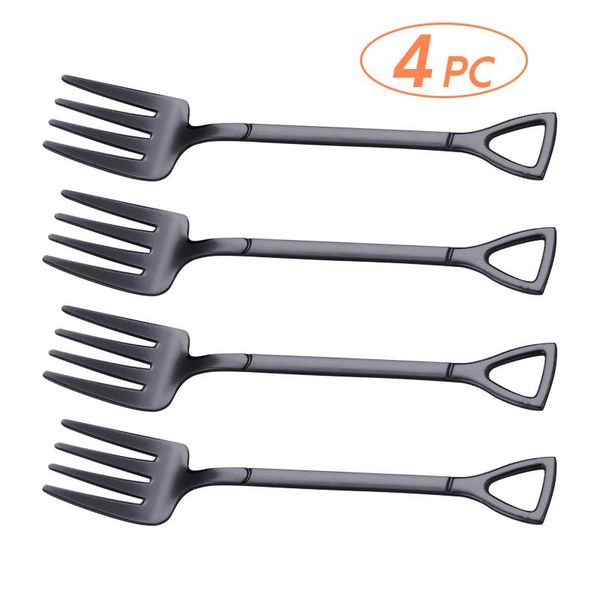 

4pcs stainless steel shovel fork spoon set kids dessert fork fruit pick bbq tableware party gift h bbywwi