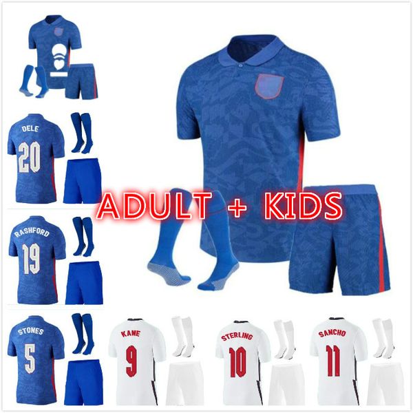 

2020 2021 kane sterling sancho soccer jerseys men kids kits 20 21 rashford dele inglaterra camisetas de fútbol football shirts set uniform, Black;yellow