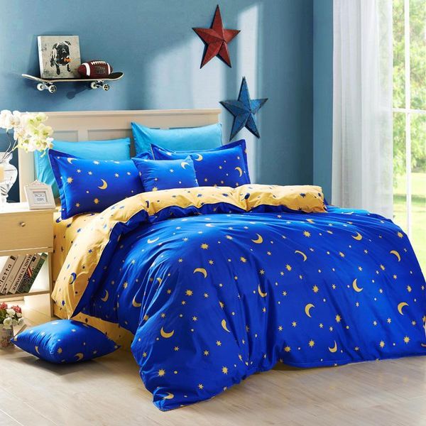 

home textiles,luxury solid color,point,moon and stars 3/4pcs bedding sets bed linen include comforter cover bed sheet pillowcase1