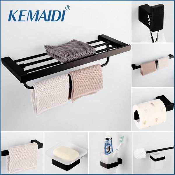 

kemaidi sus 304 stainless steel bathroom hardware set black matte paper holder toothbrush holder towel bar bathroom accessories1
