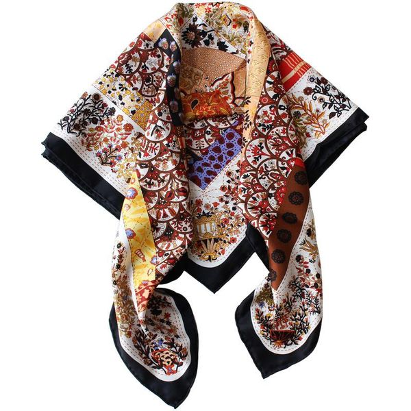 

scarves 100% pure twil silk square 2021 women real bandana print kerchief beach neckscaf for lady floral headscarf, Blue;gray