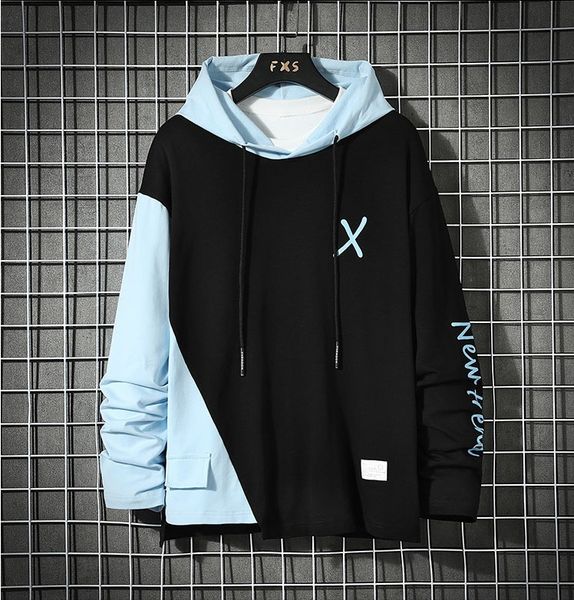 

мужская пальто с капюшоном новый hip hop с длинным рукавом весной и осенний сезон, Blue