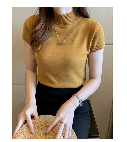 

2021 new shirt knitted or crocheted sleeves, with short sleeves vore, White;black
