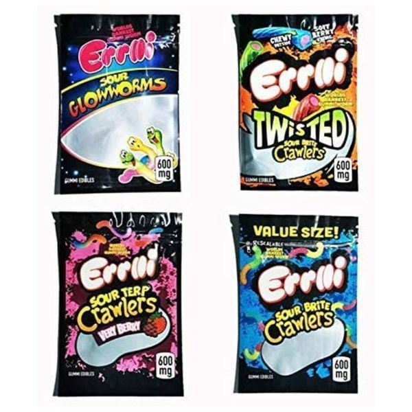 

errlli skittles starburst sour terp crawlers mylar bag 600mg zipper pouch retail storage edibles bag for dry herb tobacco flower