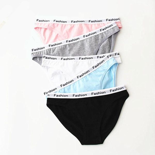 

women's panties xxxl women sports low waist brief woman underwear cotton lingerie ladies breathable solid color knickers 5pcs/lot, Black;pink