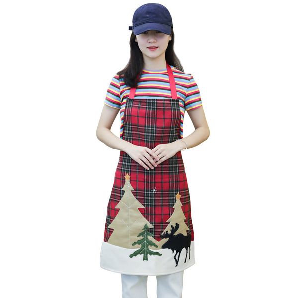 

christmas decorative cotton linen plaid apron nordic creative kitchen supplies for party cooking baking xmas decor jk2010xb