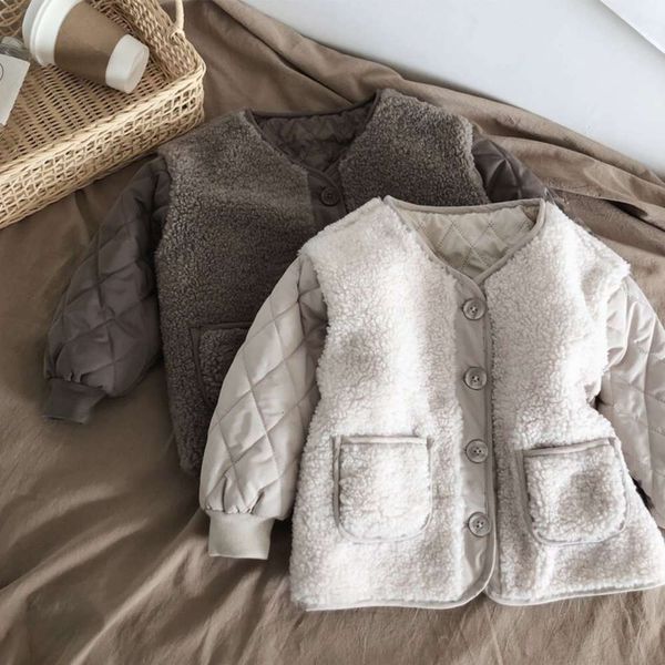 

lamb wool girls' wternized winter 2020 new korean children's coat, men's and women's cotton cardigan, Black