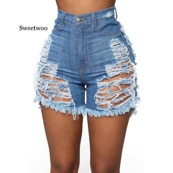 

fashion women denim shorts midi waist hole jeans shorts vintage hollow out plus size oversize short pants summer streetwear, White;black