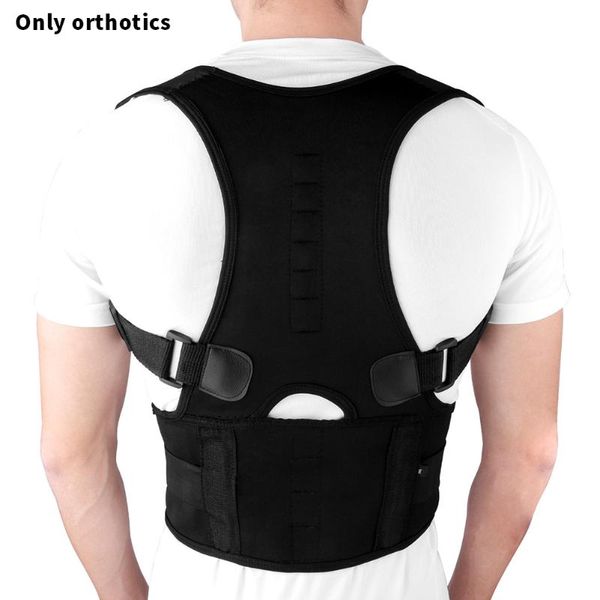 

posture corrector belt adjustable magnetic therapy pain relief back brace orthosis shoulder reduce fatigue black effective, Black;blue