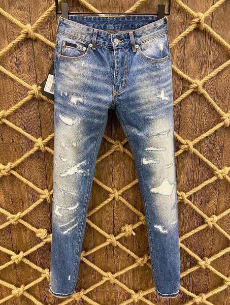 

high men's jeans quality mens designer fashion fit distressed ripped biker denim for men trend design hip hop jogger pants multi option, Blue