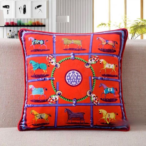

luxury designer double-sided printing pillow case cushion cover velvet material large size 60*60cm for indoor fashion decoration festival 20