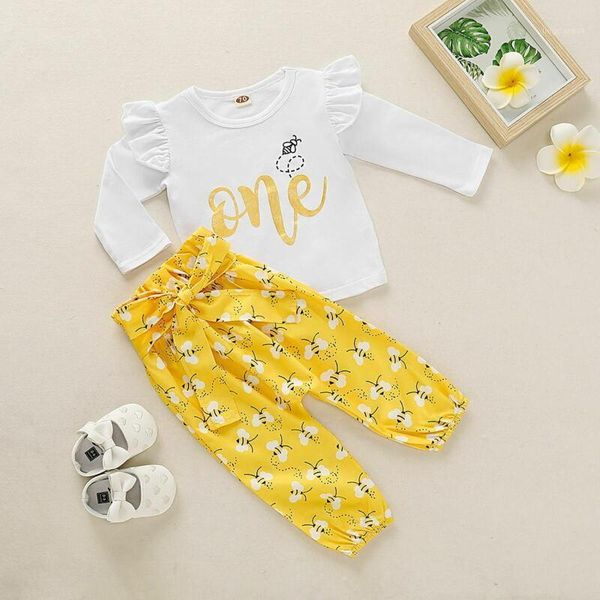 

2pcs toddler baby girl 1st birthday autumn outfit romper pants leggings set1, White