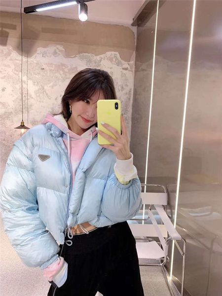 

women down jacket letter budge sleeve move coat puffy outwears jackets slim for lady black and blue options
