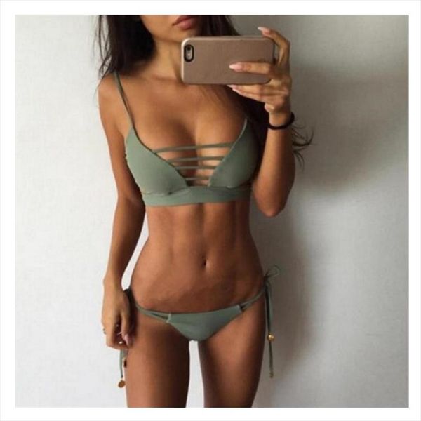

2020 women bandage bikini set push up padded bra bathing suit halter swimsuit swimwear micro bikini monokini, White;black