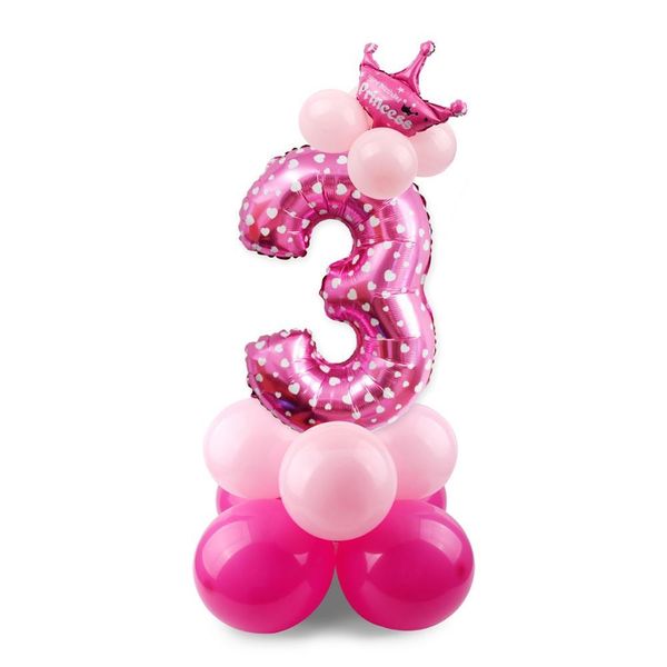 

fengrise pink crown digit 0 9 номер ballon с днем рождения воздушные шары baloon первый день рождения украшения дети бейби шауэр благоприятн