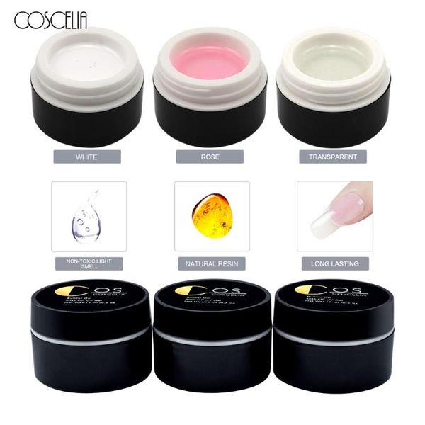 

nail gel thick builder for extensions uv polish hard jelly 15ml pink clear white false tips long black case, Red;pink