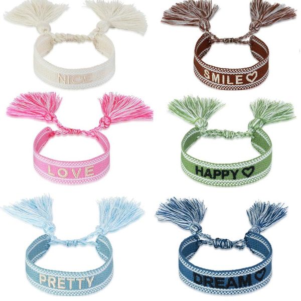 

tennis handmade embroidered pattern letter braided bracelets friendship wrap bracelet rope chain wristband lucky jewelry birthday gift, Golden;silver