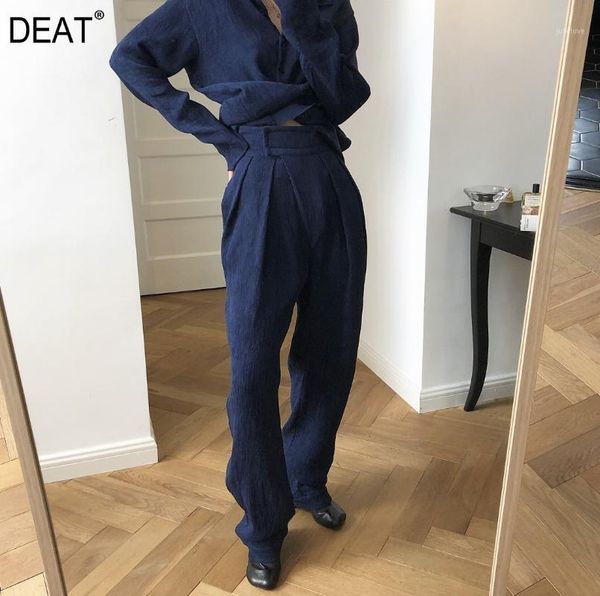 

deat 2020 new summer and autumn fashion women clothes high waist velvet pleated japan styles full length pants wn304041, Black;white