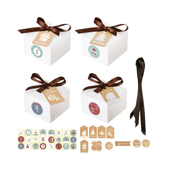 

24шт рождественские бумажные коробки diy декоративные коробки подарочные обороты коробки крафт бумаги xmas candies для торгового центра xmas